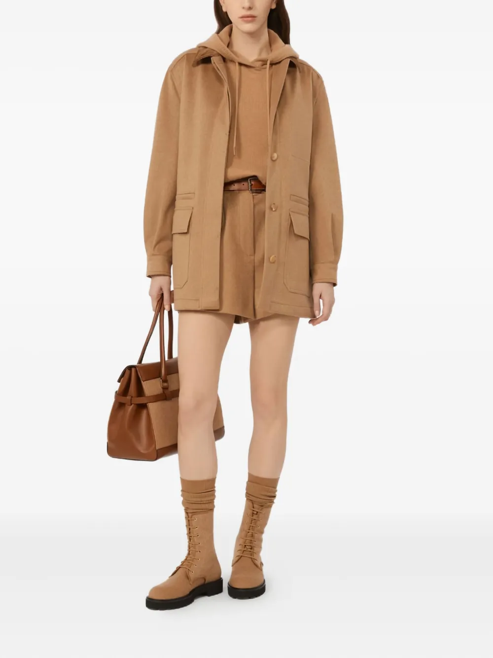 Max Mara Trui met capuchon en zak Bruin