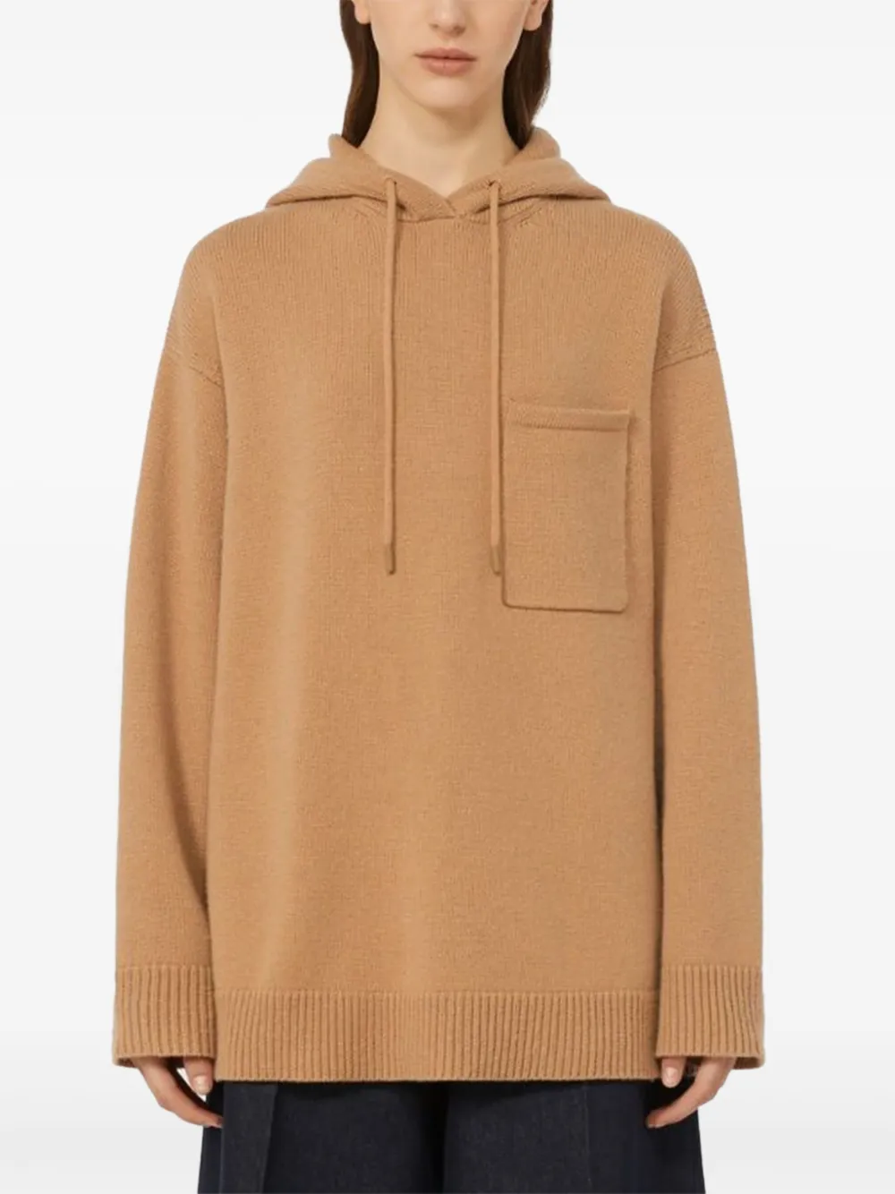 Max Mara Trui met capuchon en zak Bruin