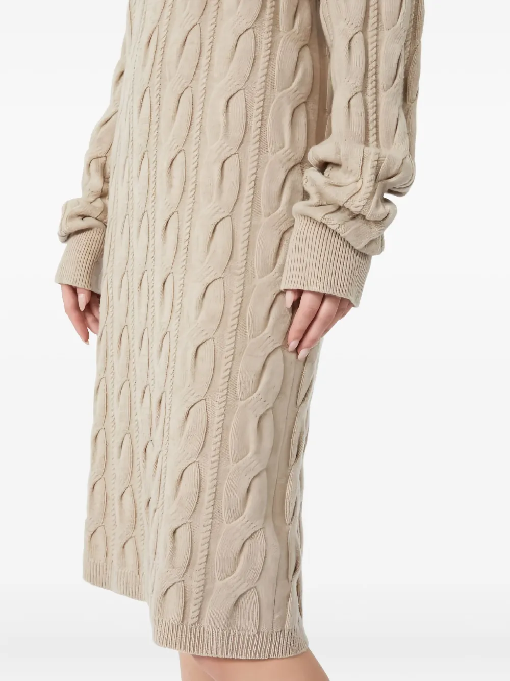 Max Mara Kabelgebreide off-shoulder midi-jurk Beige