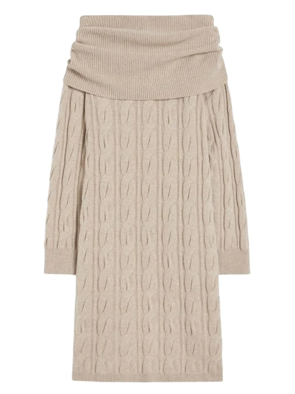 Max Mara Kabelgebreide off-shoulder midi-jurk Beige