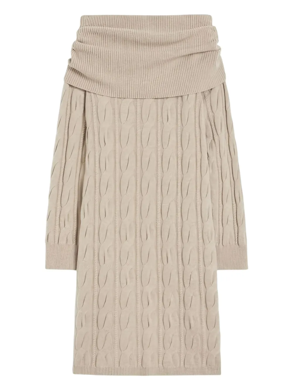 Max Mara Kabelgebreide off-shoulder midi-jurk Beige