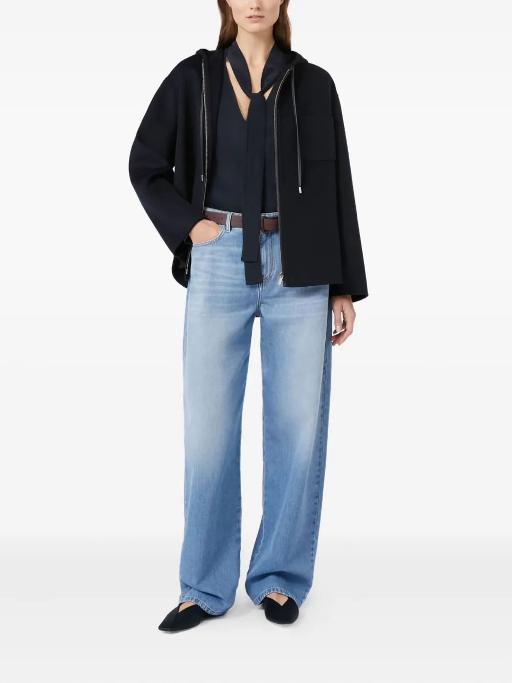 Max Mara tie-neck silk top - Blauw