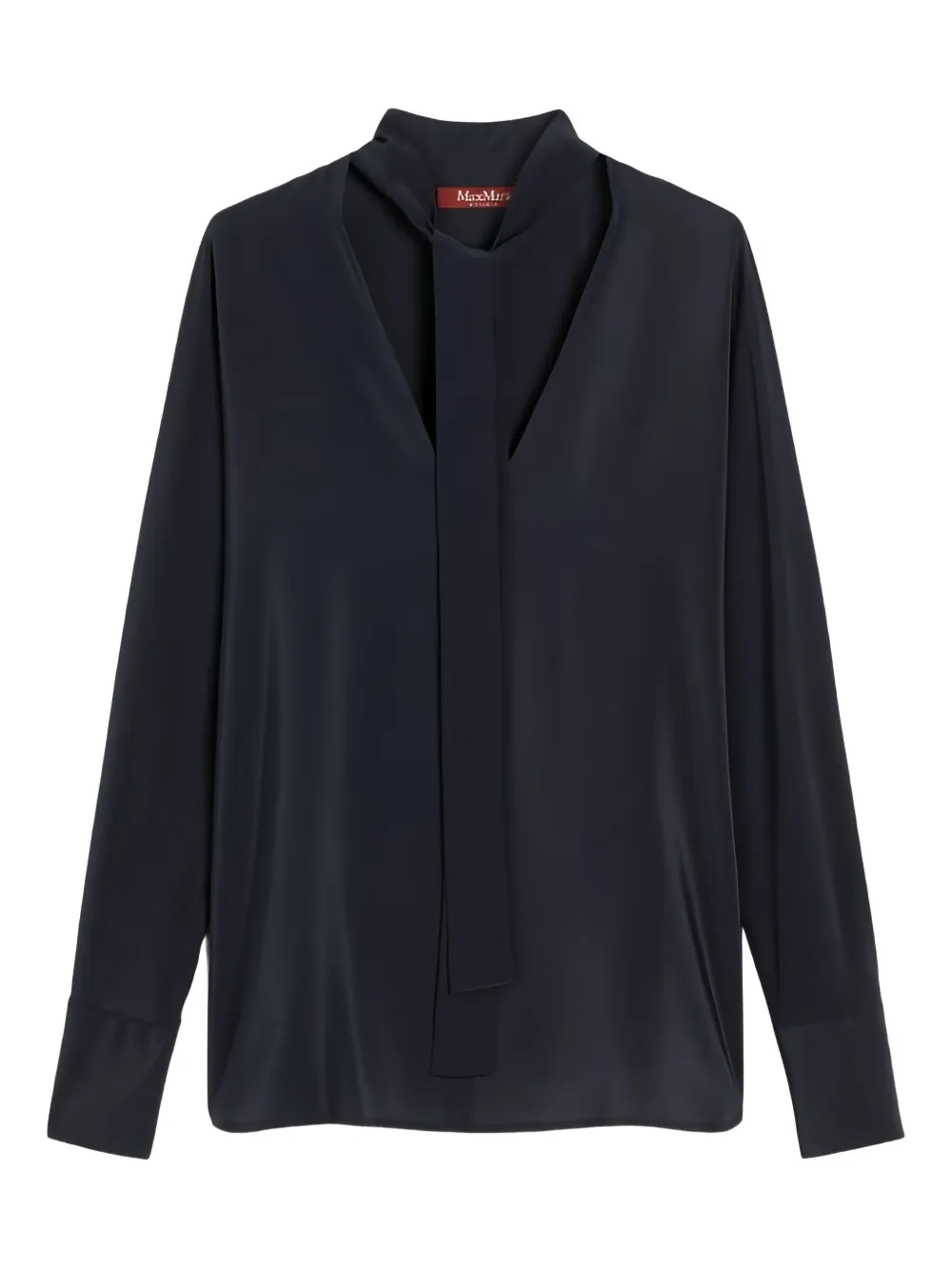 Max Mara Zijden top met gestrikte hals Blauw