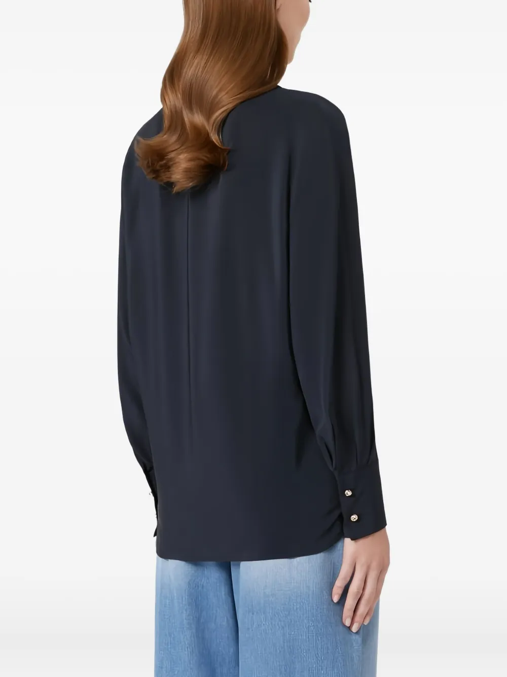 Max Mara Zijden top met gestrikte hals Blauw