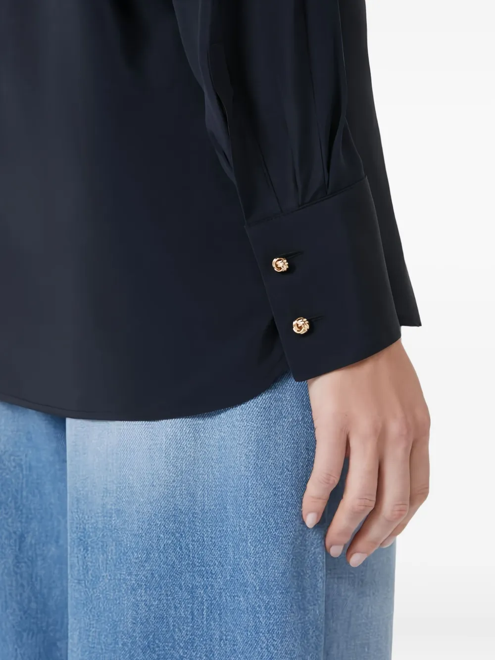 Max Mara Zijden top met gestrikte hals Blauw
