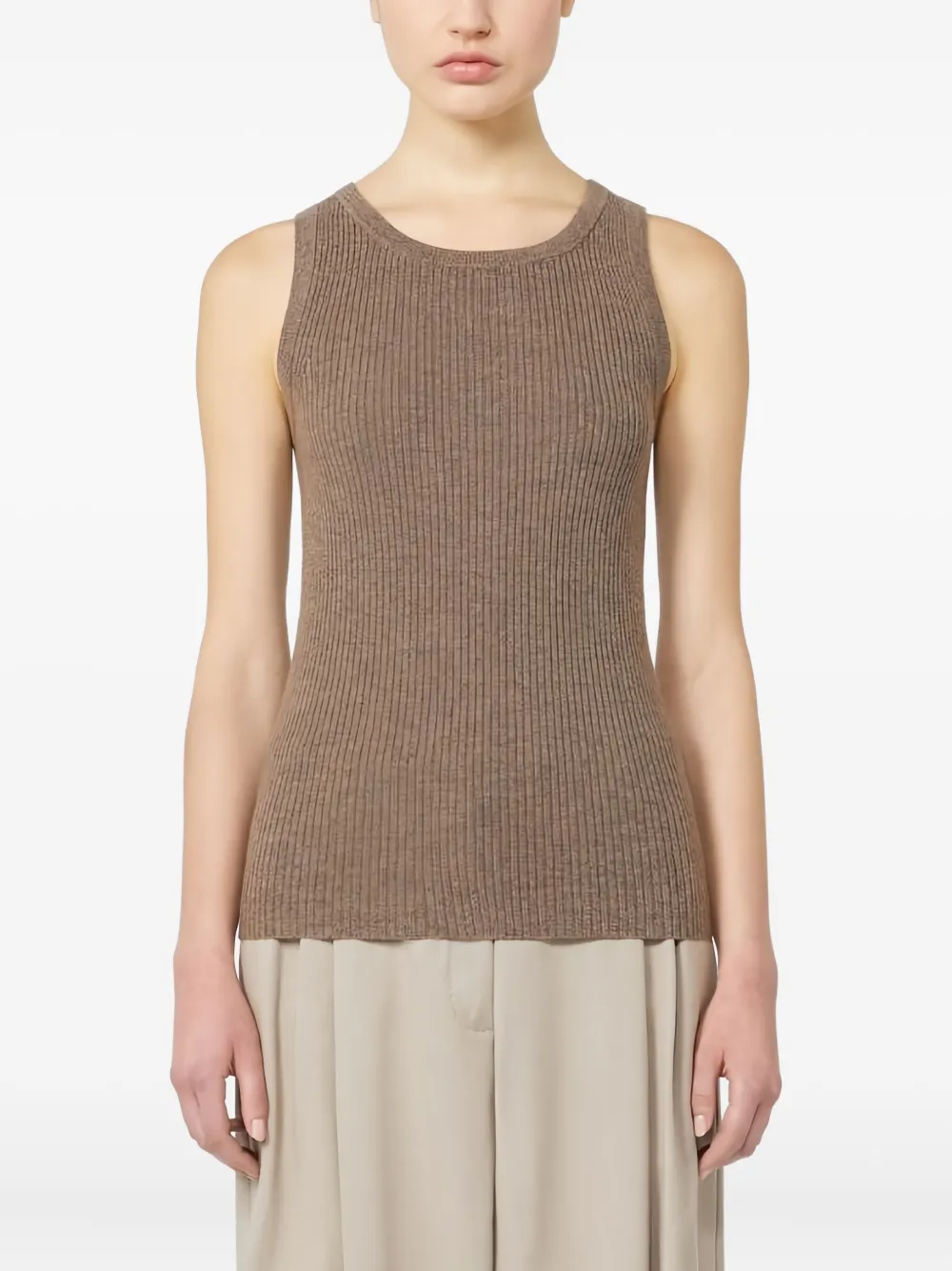 'S Max Mara Geribbelde top met ronde hals Beige