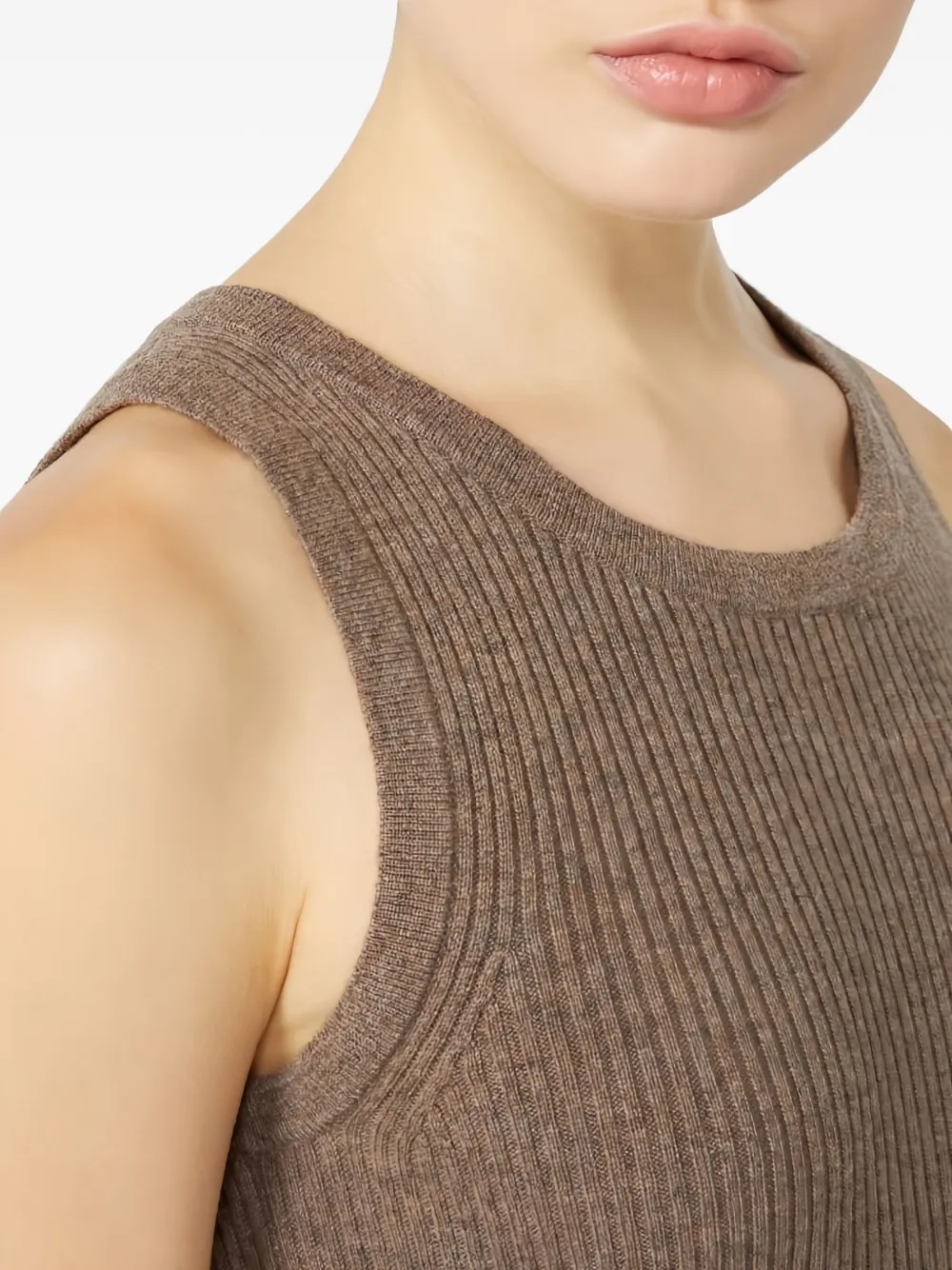 'S Max Mara Geribbelde top met ronde hals Beige
