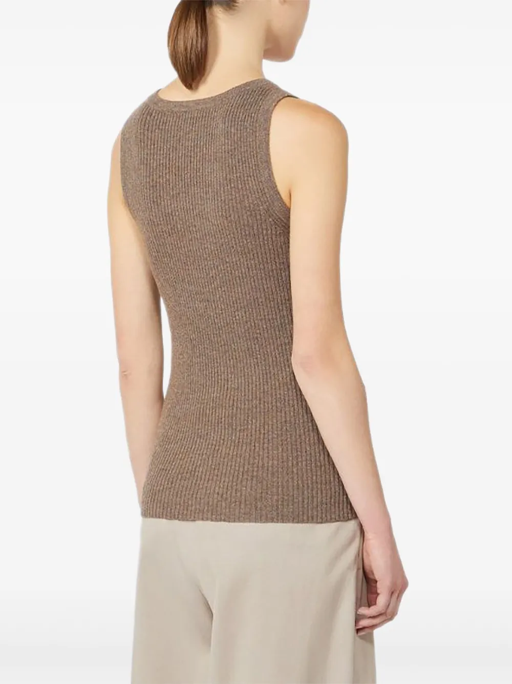 'S Max Mara Geribbelde top met ronde hals Beige