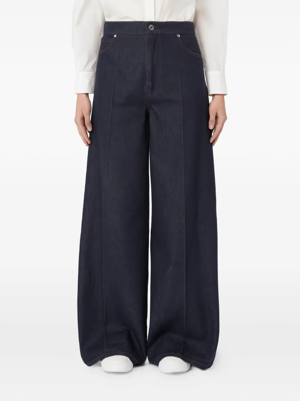Max Mara topstitching pleated-front denim jeans - Blauw