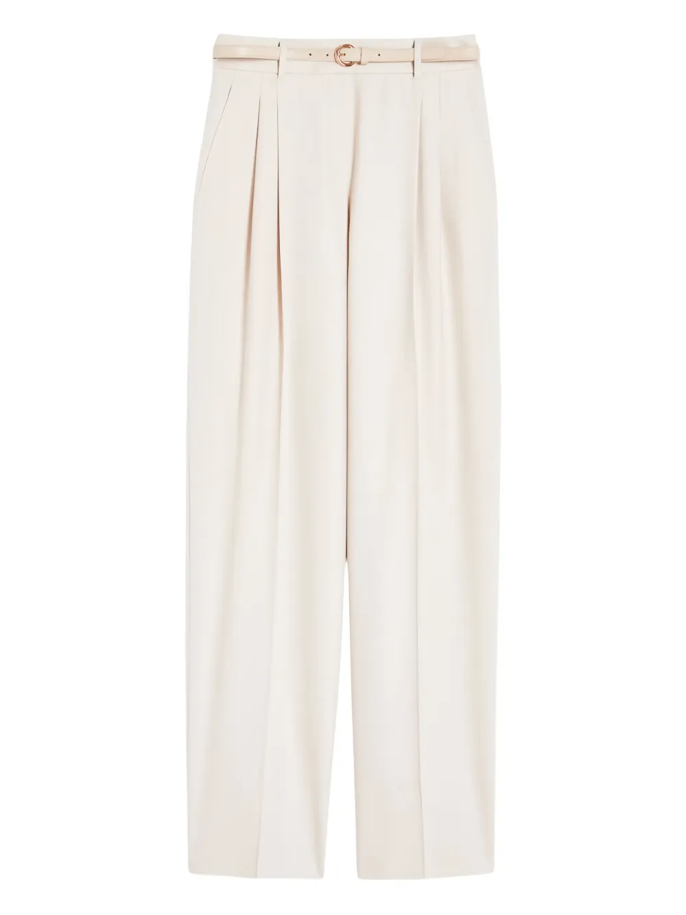 Max Mara Broek met geplooide voorkant en ceintuur Beige
