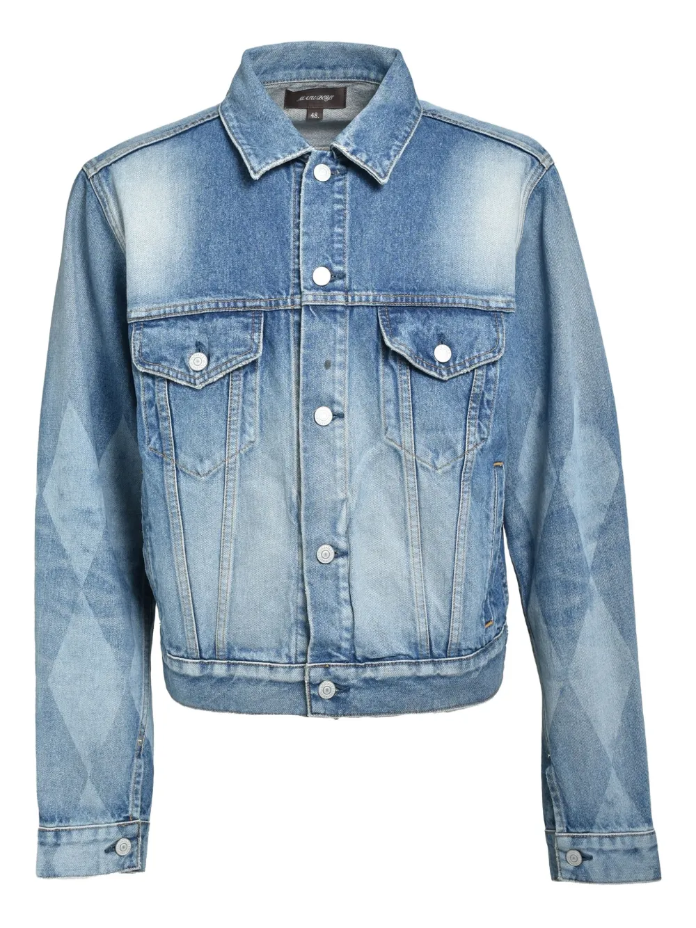 Masu Diamond-pattern Denim Jacket In Blue