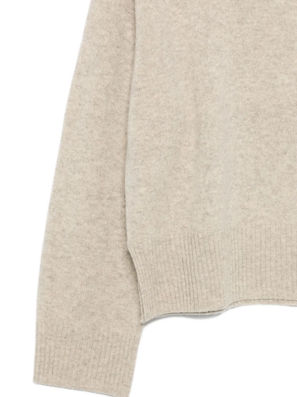 Closed crew-neck wool sweater Beige