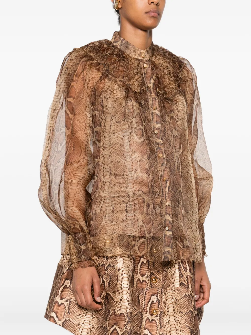 ZIMMERMANN ruffle-trimmed silk shirt Bruin