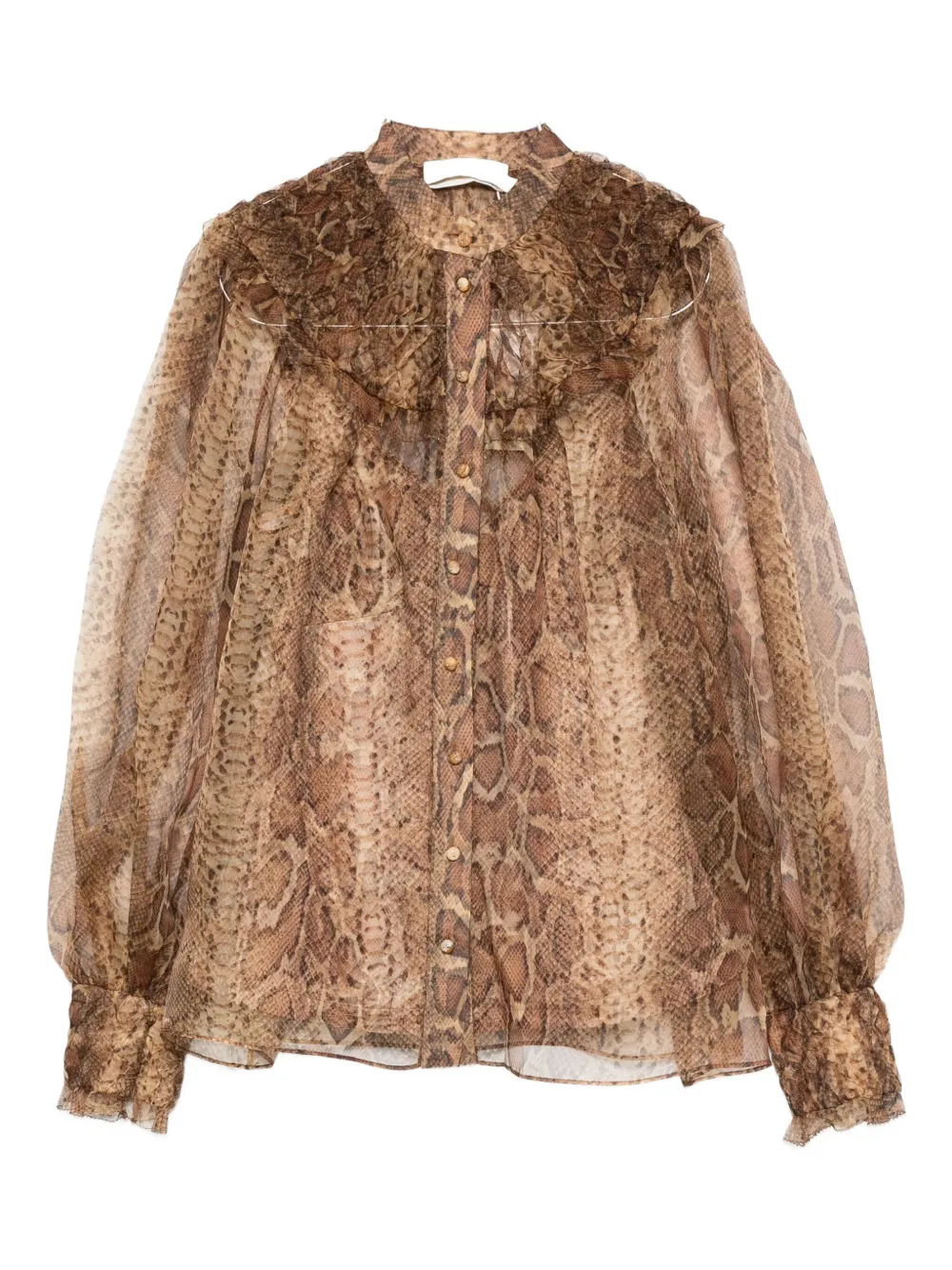 ZIMMERMANN ruffle-trimmed silk shirt Bruin