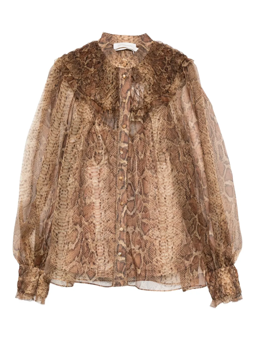 ZIMMERMANN ruffle-trimmed silk shirt | Brown | Image 1
