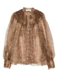 ZIMMERMANN ruffle-trimmed silk shirt - Brown