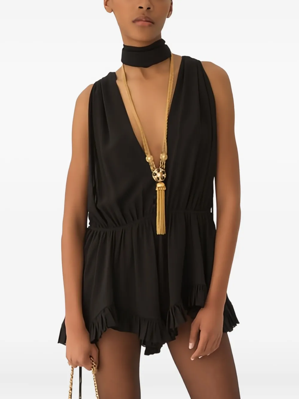 Chloé Jumpsuit met V-hals en ruches Zwart