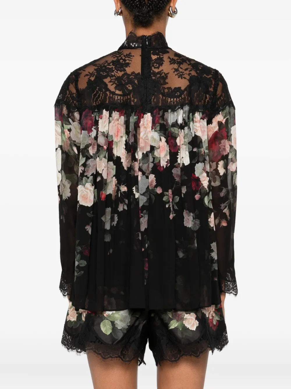 ZIMMERMANN lace-trimmed floral blouse Zwart
