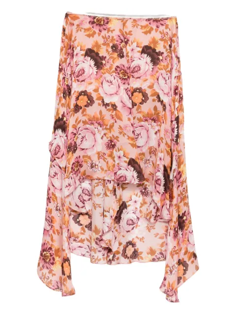 Chloé floral-print ruffled skirt
