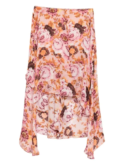 Chloé floral-print ruffled skirt