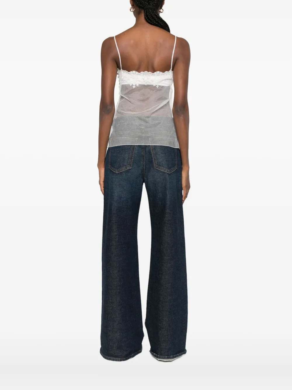 Chloé Sheer Lace Top Spaghetti Straps In White