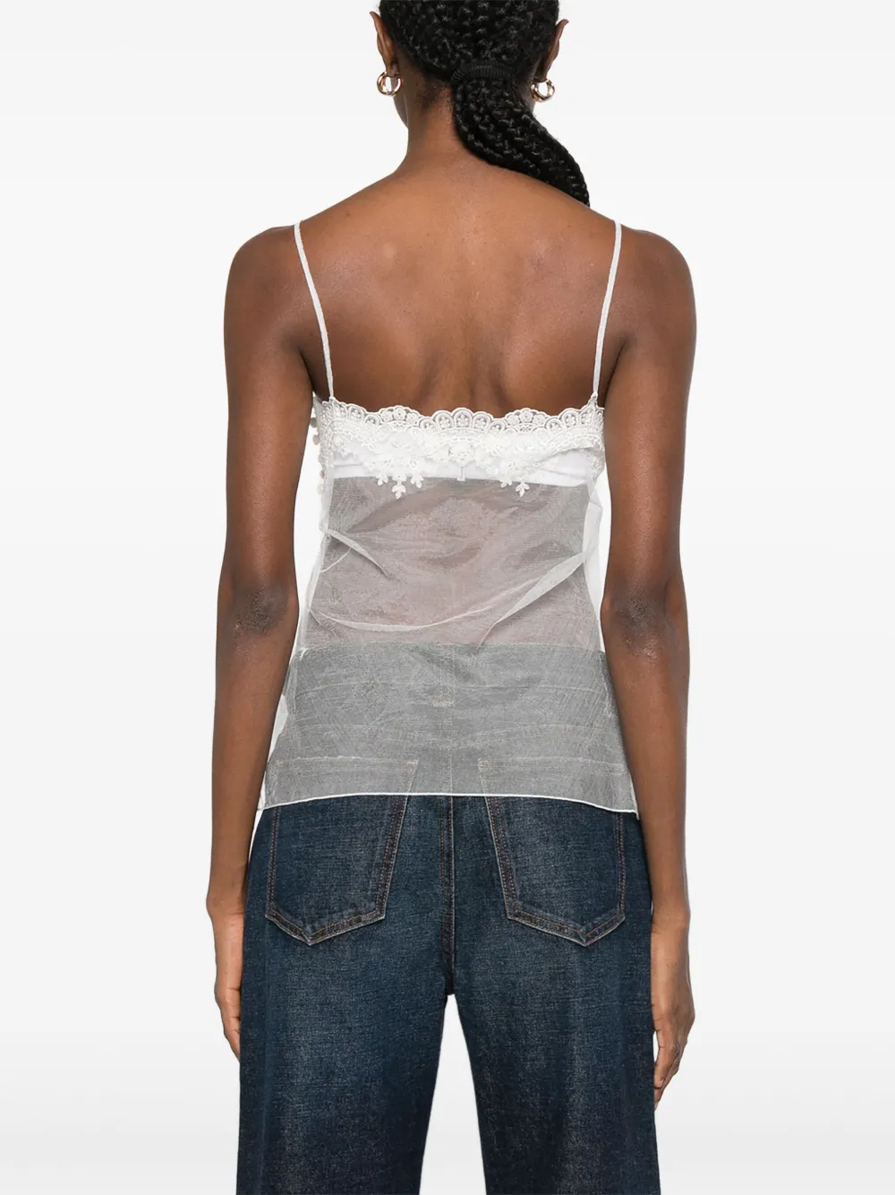 Chloé Tanktop met kanten afwekingr Wit