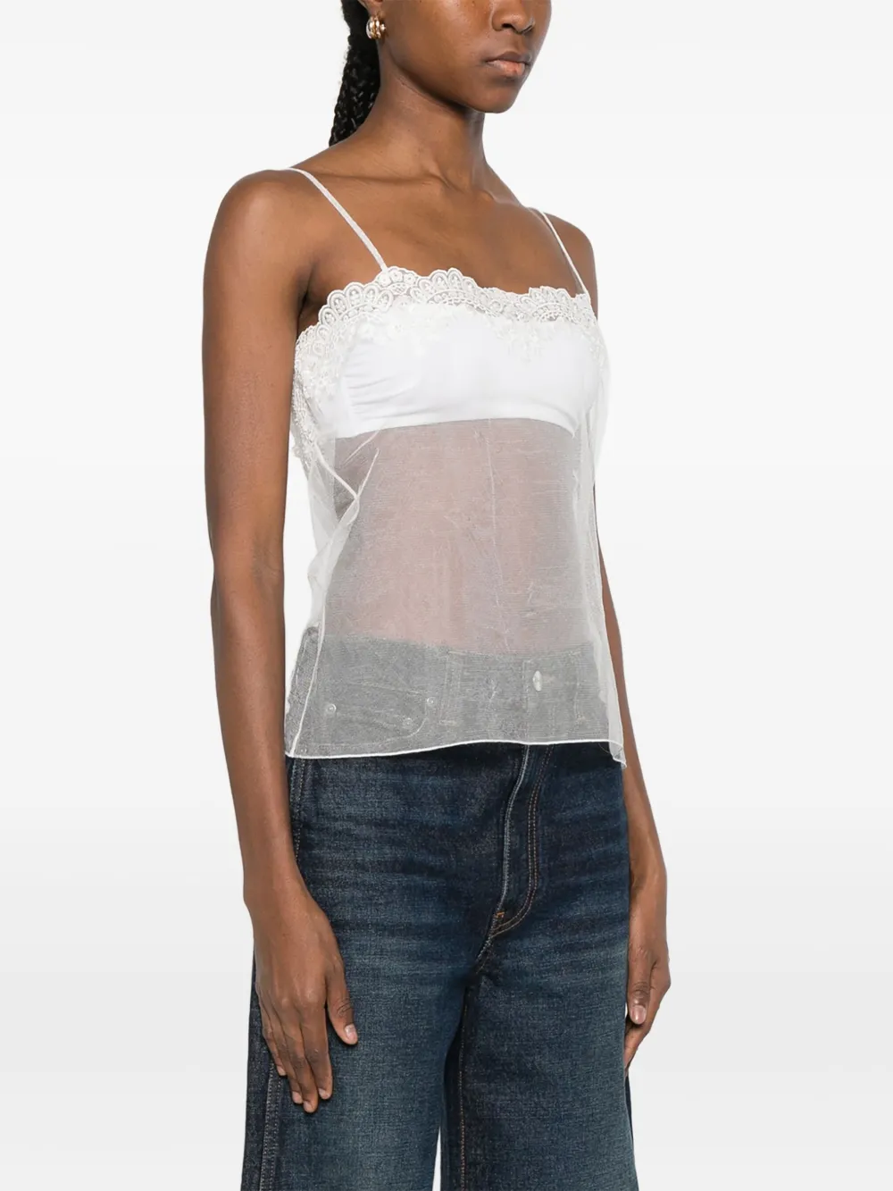 Chloé Tanktop met kanten afwekingr Wit
