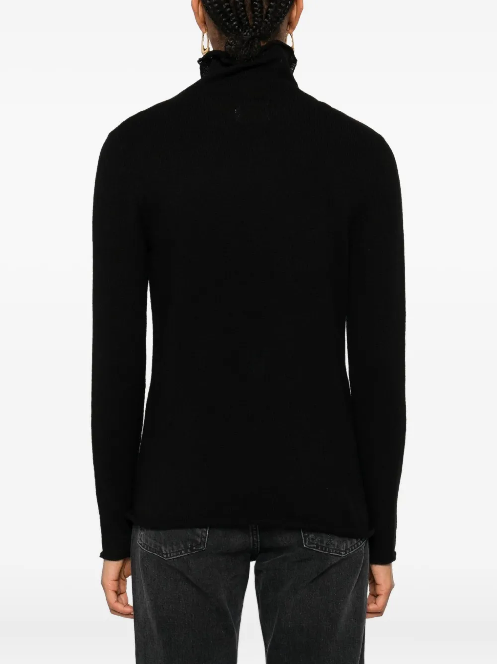 Beyou Turtleneck Ribbed Sweater In Black