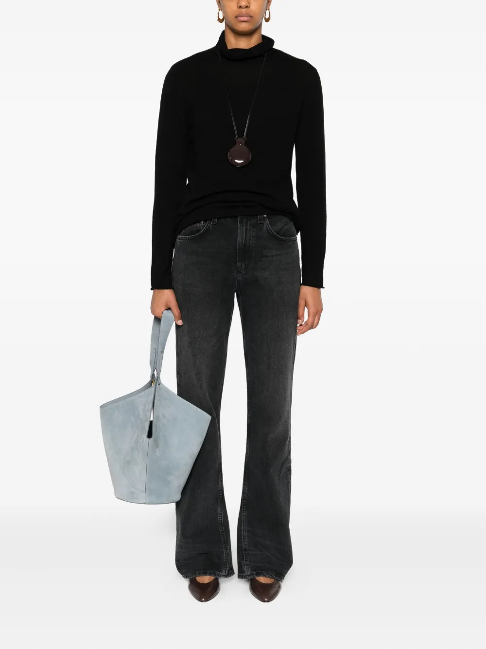 Beyou Turtleneck Ribbed Sweater In Black