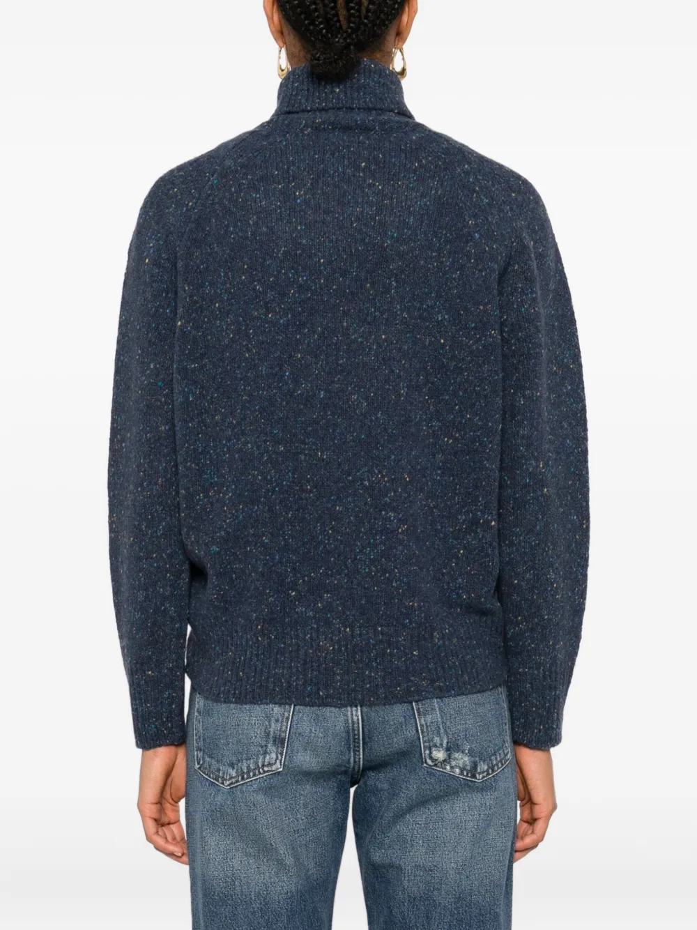 Beyou Long-sleeve Turtleneck Sweater In Blue