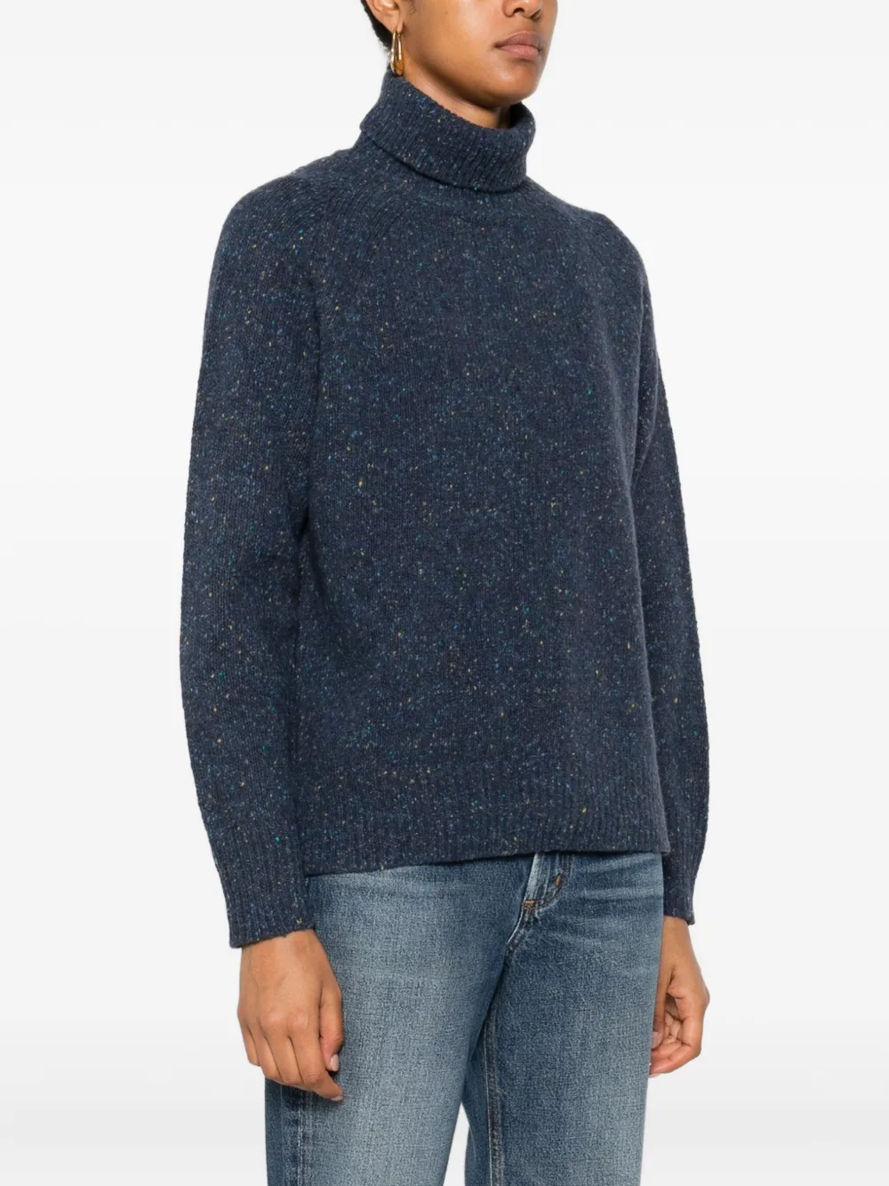 Beyou Long-sleeve Turtleneck Sweater In Blue