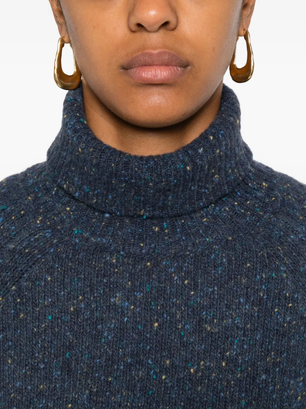 Beyou Long-sleeve Turtleneck Sweater In Blue