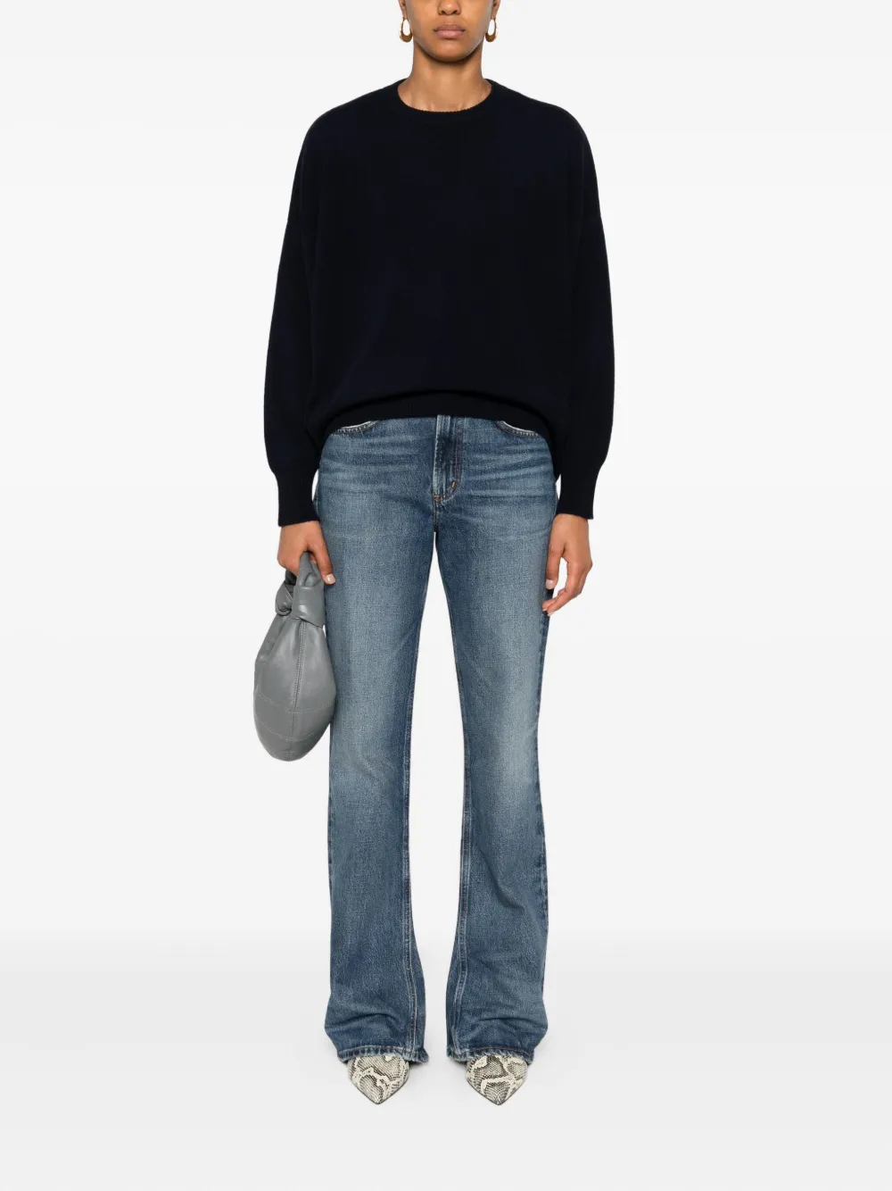 BeYou Kasjmier trui met ronde hals Blauw