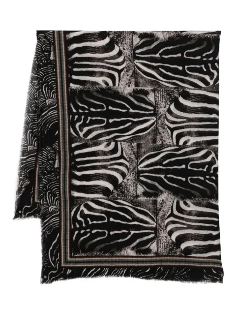 Faliero Sarti zebra-print fringed scarf