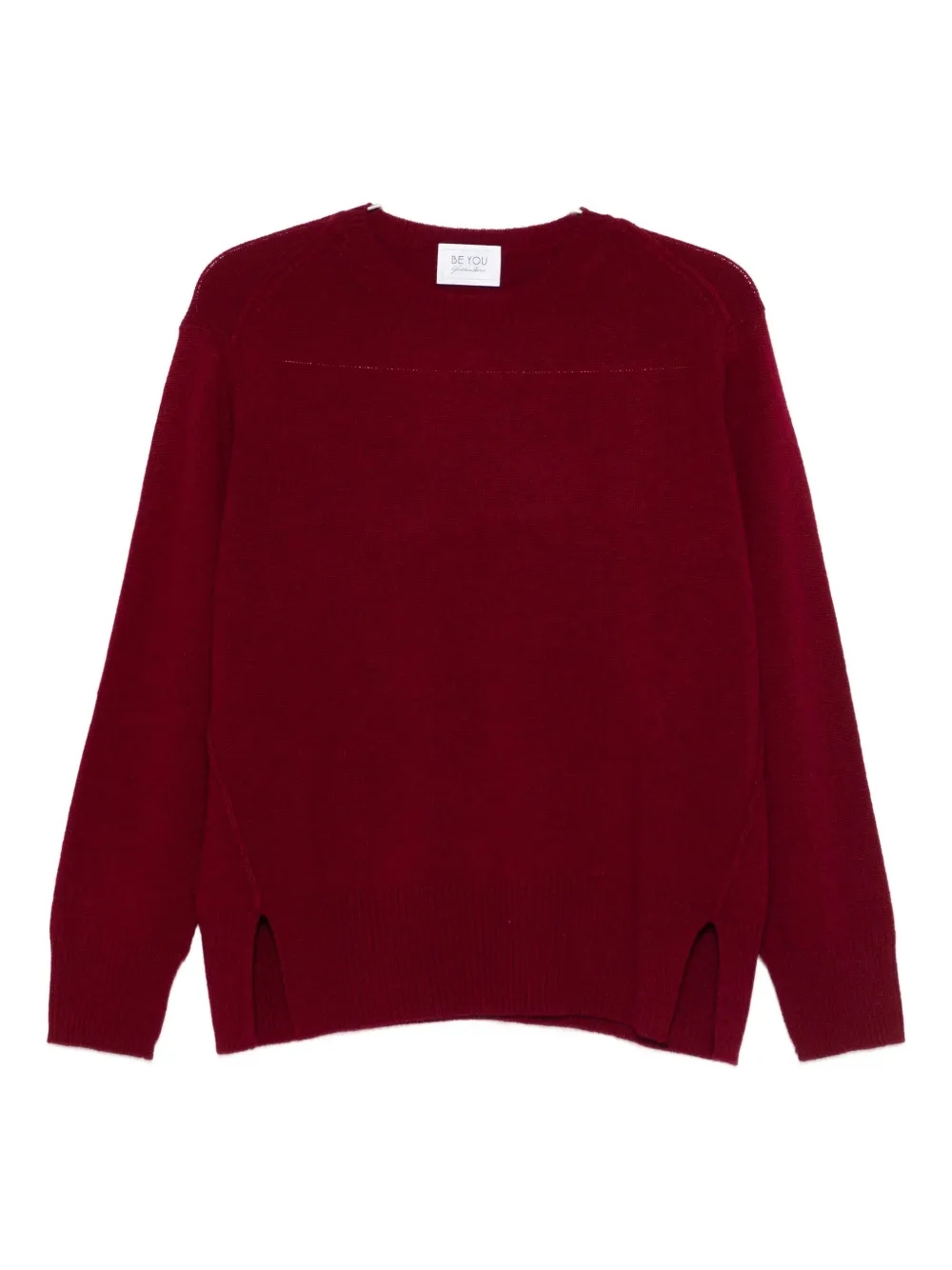 Beyou Side-split Cashmere Sweater In Red