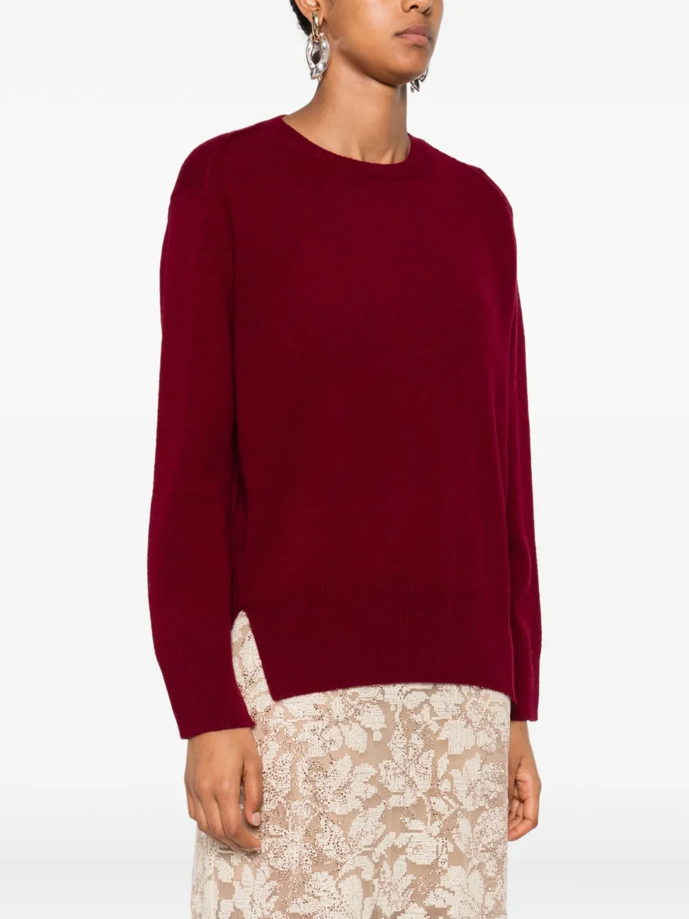 BeYou Kasjmier trui met zijsplit Rood