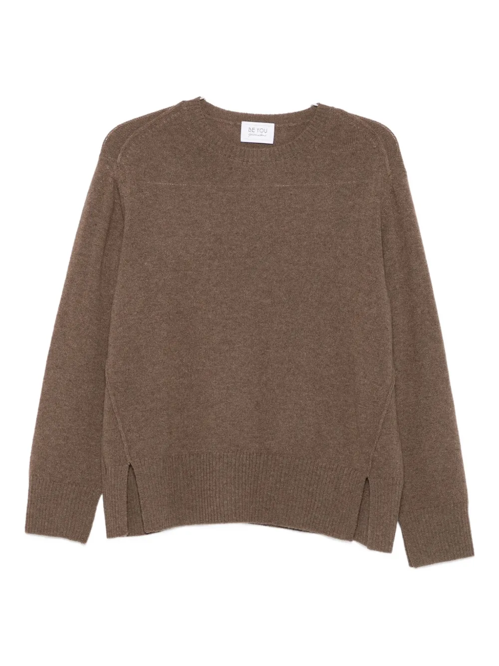 Beyou Side-split Cashmere Sweater In Brown
