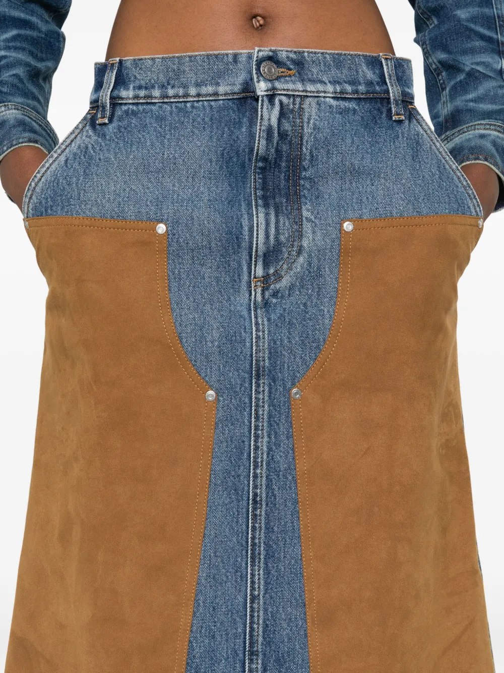 Stella Mccartney Panelled Midi Skirt In Blue