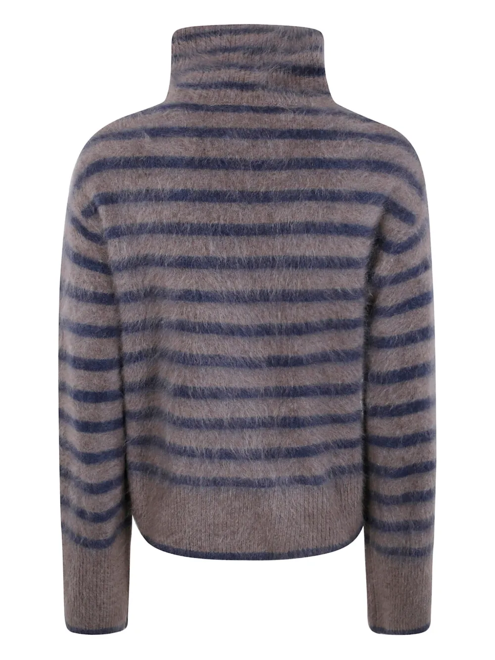 Lisa Yang The Floren Brushed Striped Turtleneck Sweater In Brown