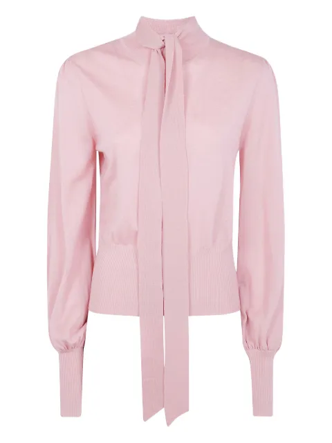 ZIMMERMANN Pussybow tie-neck puff-sleeve sweater