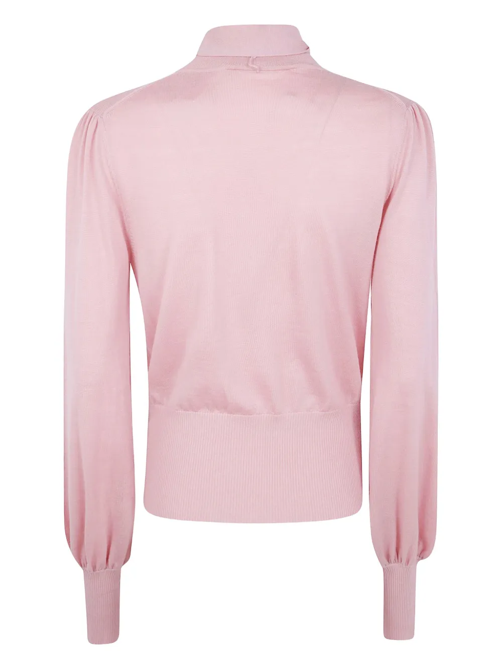 Zimmermann Pussybow Tie-neck Puff-sleeve Sweater In Pink