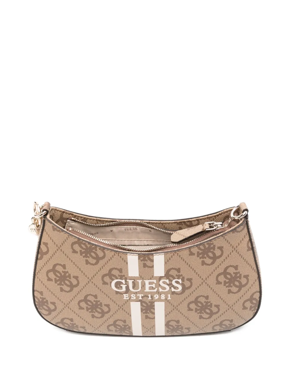 Guess Usa Noelle Logo-pattern Shoulder Bag In Neutral