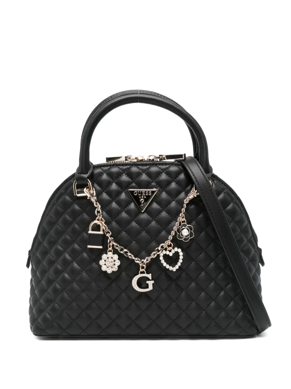 Guess Usa Quilted Charm Tote Bag In Black
