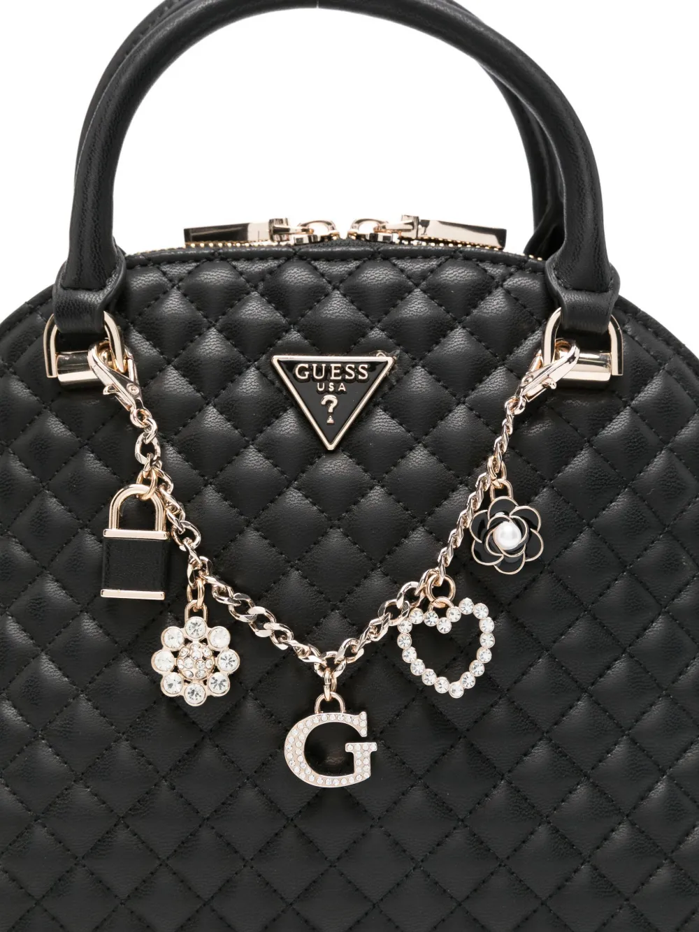 Guess Usa Quilted Charm Tote Bag In Black