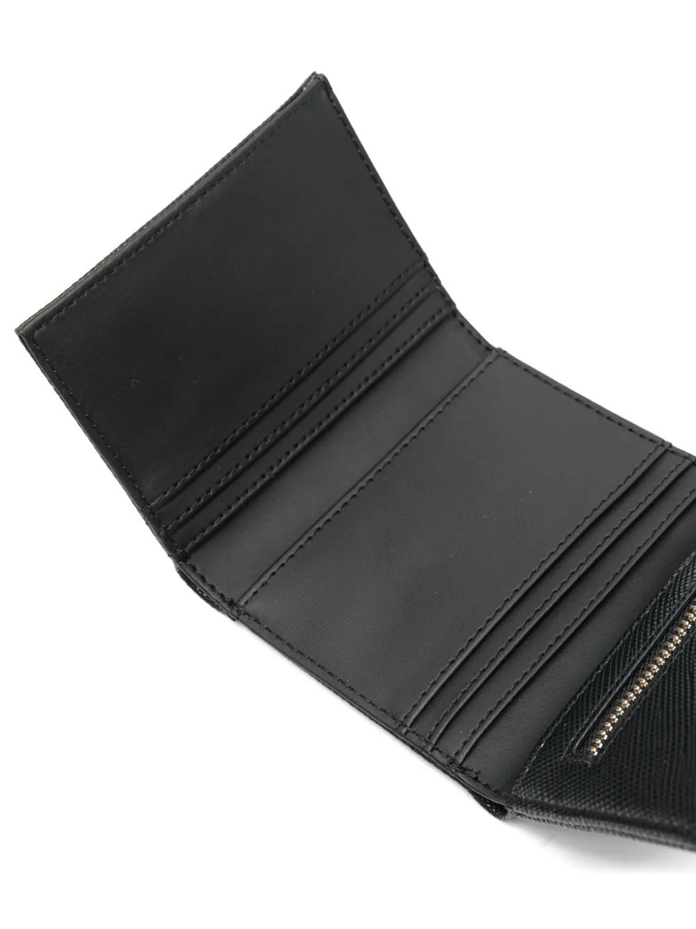 Guess Usa Flap Logo-plaque Wallet In Black