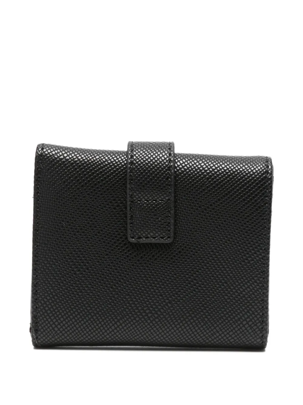 Guess Usa Flap Logo-plaque Wallet In Black
