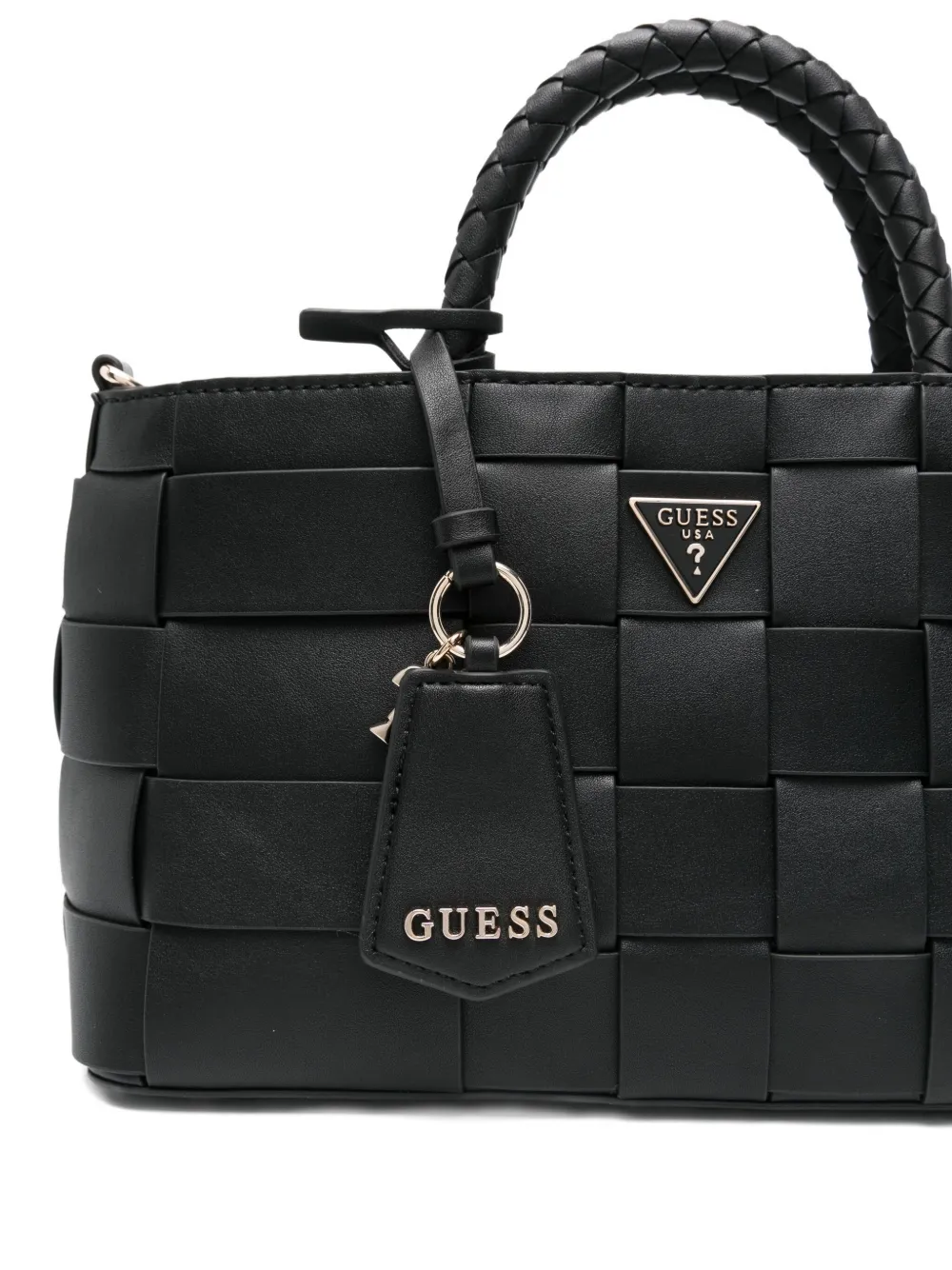 Guess Usa Maylee Girlfriend Woven Tote Bag In Black