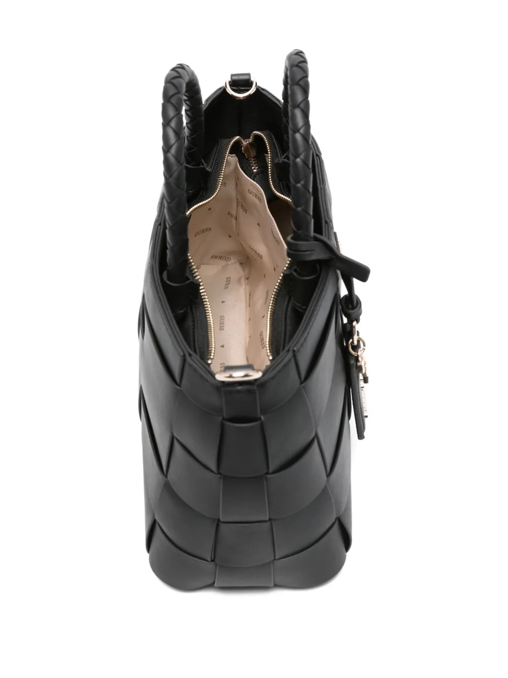 Guess Usa Maylee Girlfriend Woven Tote Bag In Black