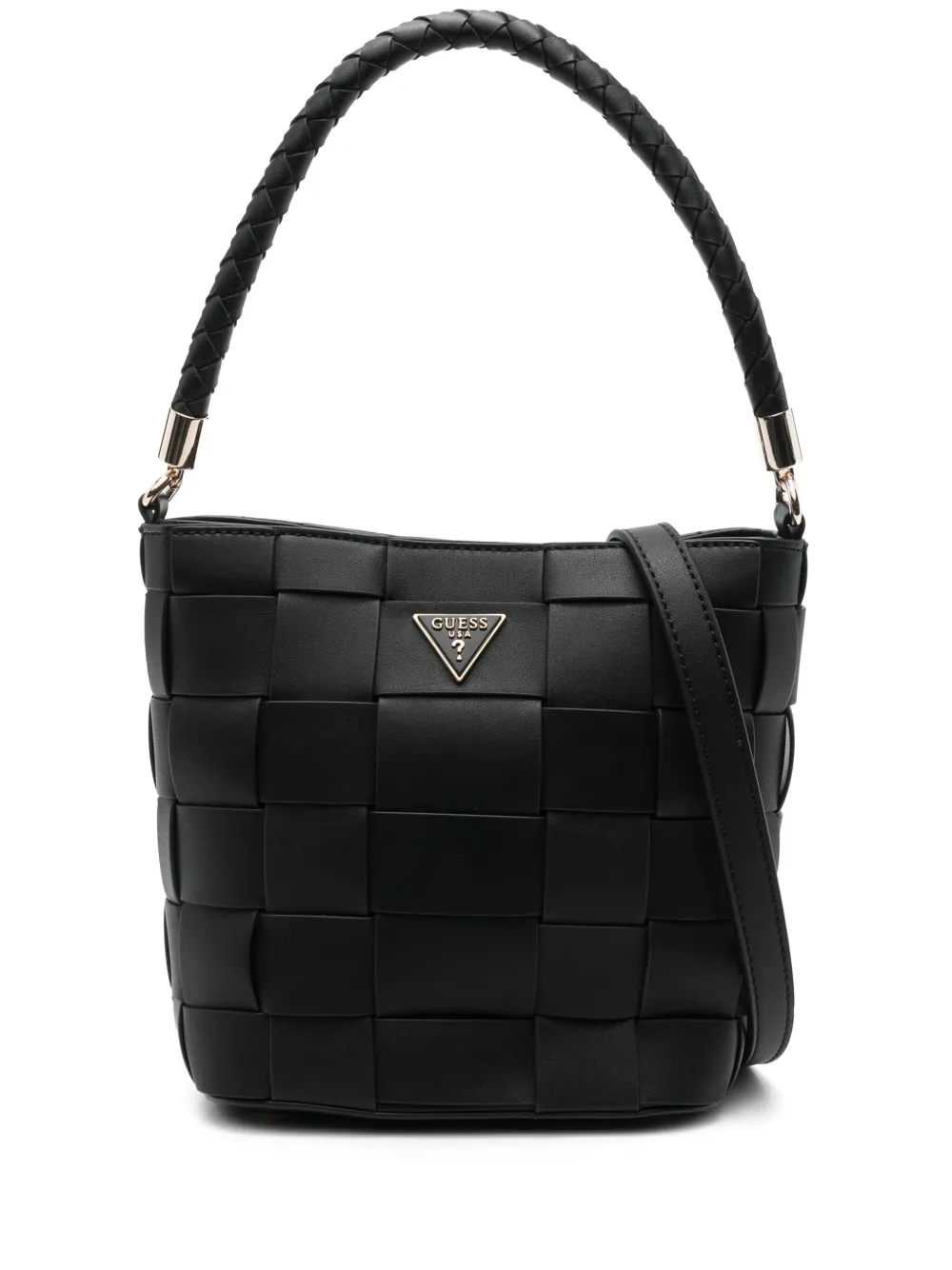 GUESS USA Maylee woven top-handle bucket bag | Black | Image 1