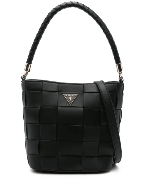 GUESS USA Maylee woven top-handle bucket bag